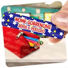 ✅ ETIQUETA ESCOLAR COLORIDA 🌟 (PEQ) 50x10mm ♡ 50 UND ⚠️ CABE NOME E SÉRIE🔥 PARA MATERIAL ESCOLAR