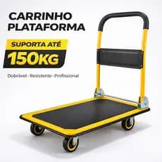 Carrinho Plataforma Aço Dobravel 150KG com Rodinhas e Alça para carga e Transporte