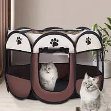 Cercado Pet Extra G Dobrável 114x114x58 para Cães e Gatos Portátil Arejado com Tela e Estrutura Resistente