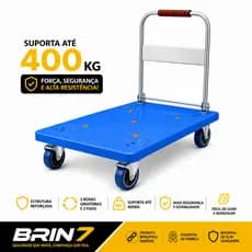 Carrinho De Transporte Para Carga Com 5 Rodas Resistente Suporta 400kg Marca Brin7