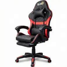 Cadeira Gamer Brin7 B7-013 Reclinável Couro Sintético Conforto Ergonômico Preto Vermelho