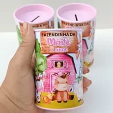 Cofrinhos Personalizados Fazendinha Rosa Menina l Cofres Personalizados l Aniversário l Festa Infantil