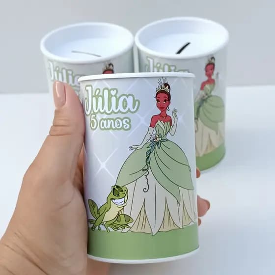 Cofrinhos Personalizados A Princesa e o Sapo l Cofres Personalizados l Aniversário l Festa Infantil
