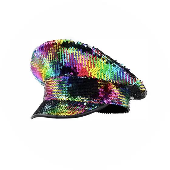 Chapéu boina de Paetês Coloridos - Chapéu colorido para carnaval, festas e fantasia