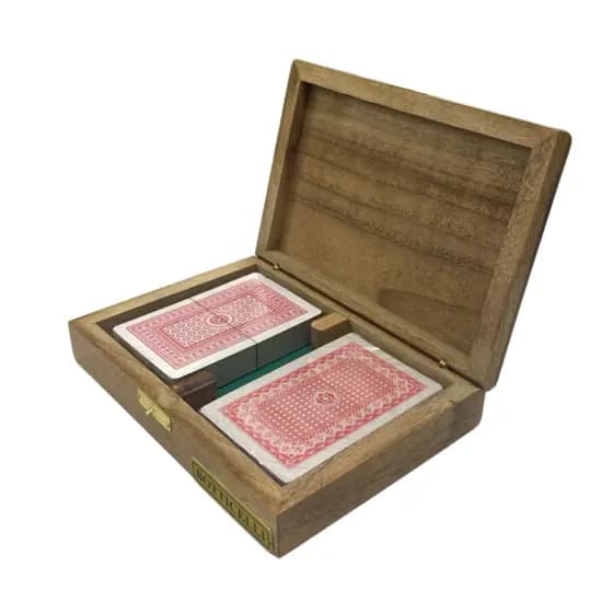 Estojo Para Cartas Em Madeira Baralho Jogo Ref.32