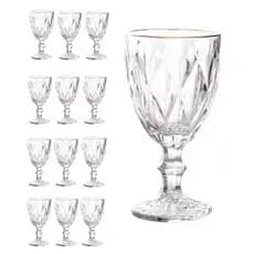 Jogo De Taça De Vidro 12 / 6  Unidades Diamond 320ml Transparente Cristal 123 Útil