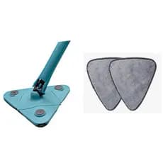 Esfregão Triangulo Mop Ajustável Giratória 360° Limpeza Banheiro Chão Janela Teto com 2 Refis ou Kit Refil 4/2
