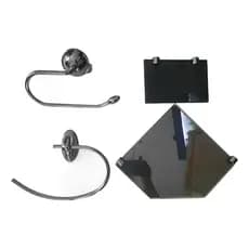 Kit Acessórios De Banheiro Inox com saboneteira e prateleira vidro fume
