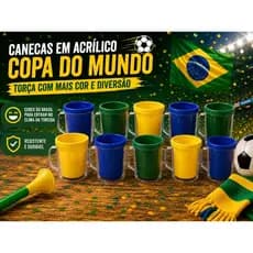 KIT 10 CANECAS ACRILICA PORTA FOTO - EDIÇÃO TORCIDA COPA DO MUNDO BRASIL 🇧🇷
