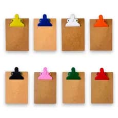 30 Mini Pranchetas MDF A5 Com Prendedor e Suporte Para Caneta Color Escritório Escola Recepção Lembrancinha