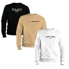 Kit Moletom Gola Careca Redonda 3 Blusas De Frio Varias Cores