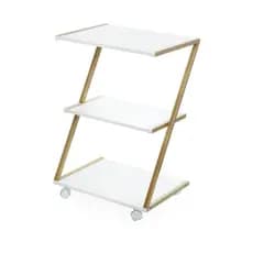 Carrinho Auxiliar Organizador Z Metálico 3 Prateleiras MDF salão clinica cabelereiro estética multiuso Cor dourado