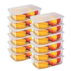 Kit 12 Potes 1 Litro Transparente BPA FREE Com Tampa Plástico Marmita Organizador