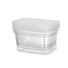 Kit 03 Potes Transparentes 500ml Reutilizável Com Tampa Marmita Fitness Organizador Alimentos Freezer Microondas Organização e Praticidade Para Sua Cozinha