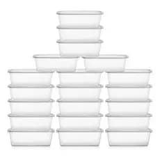 Kit 20 Potes 500ml Reutilizável Transparentes BPA FREE Freezer Microondas Marmita Organizador