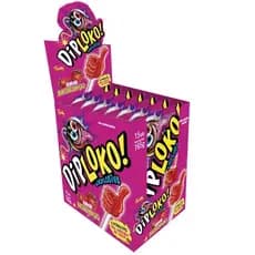 Caixa 15un Pirulito Diploko Booom Like 11g Morango Explosão de Sabor Doces Guloseimas