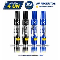 Kit 4 Marcadores Quadro Branco Pilot V-board Recarregavel