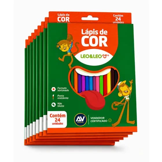 KIT Lápis de Cor 24 Cores Escolar Pintura Desenho