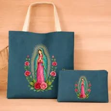 Kit Bolsa Guadalupe Sacola Ecobag e Necessaire Saturno Nossa Senhora Catolico Envio Imediato