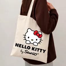 Bolsa Ecobag Hello Kitty Estampada Algodão Cru Sustentável Lançamento Envio Rapido