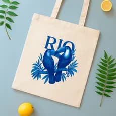 Bolsa Ecológica Ecobag Estampada Rio Tucano Algodão Cru Tropical Verão