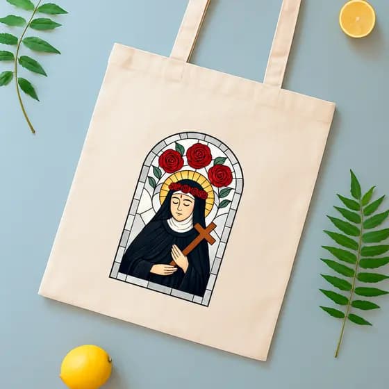 Bolsa de Algodão com Alça Santa Rita Eco Bag Catolica Sacola Sustentável Lançamento
