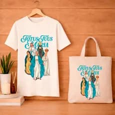 Kit Camiseta T-Shist Unissex Totus Maria Bolsa Ecobag  Sacola Moda Catolica Lançamento