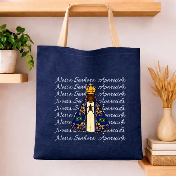 Bolsa Sacola Ecobag Linho Saturno Exclusivo Nossa Senhora Aparecida Catolico Envio Imediato