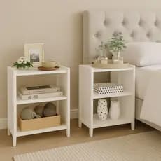 Kit 2 Mesas de Cabeceira Nicho Quarto Mesa Cantoneira MDF Criado Mudo Prateleira Suporte