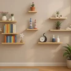 Prateleiras Flutuantes de Madeira MDF Kit com 4- Acompanha itens de Montagem