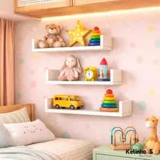 Kit 4 Prateleiras Nicho U MDF | Multiuso para livros, temperos, enfeites e mais