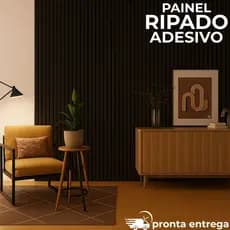 KIT PLACAS PAINEL RIPADO AUTOCOLANTE 3MM MDF 45x11cm FREIJÓ PRETO CASTANHO - DECORAÇÃO DE PAREDE SALA