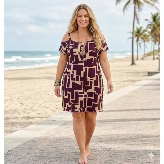 Vestido Ciganinha Estampado Plus Size