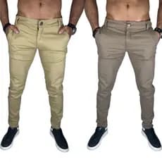 Kit 2 Calça Sarja Masculina Slim Fit Com Elastano Premium