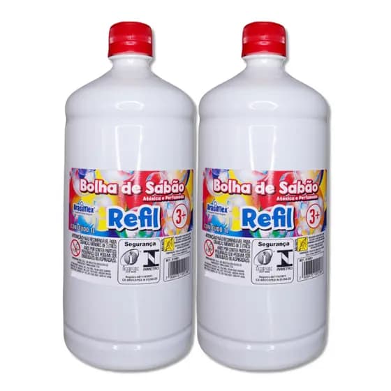 Kit Refil para bolha de sabão líquido Bubble para máquina de fazer bolhas 2 litros, atóxica e perfumada