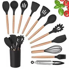 Jogoo Utenssílios de Cozinha em silicone Madeira com 12 peças