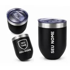 Copo Termico Tipo Cuia 360ml Personalizado Gravação Laser Nome Frase Premium Inox Não Descasca Bebida Gelada Com Tampa⁠