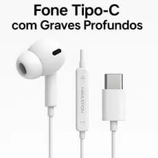 Fone de Ouvido Tipo-C H’Maston com Microfone HD, Graves Profundos e Isolamento de Ruído