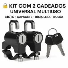 Kit 2 Cadeados Universais Multiuso–Trava Antifurto para Moto, Capacete, Bicicleta e Bolsa - 2 chaves