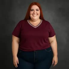 Blusinha Feminina Plus Size Confortável Camiseta Com Manga Blusa Básica Soltinha Viscolycra Gola V