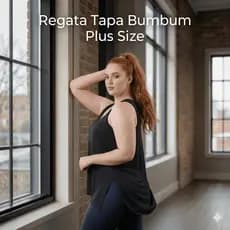 Regata Feminina Plus Size Fitness Tapa Bumbum Soltinha Viscolycra Academia Confortável Não Marca