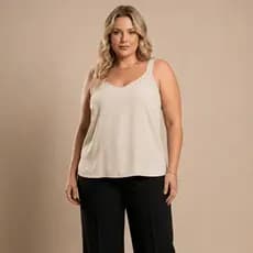 Regata Plus Size Feminina Básica Lisa Alça Grossa Conforto Dia a Dia Crepinho Duna