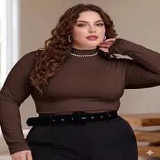 Blusa Segunda Pele Gola Alta Manga Longa Suplex Feminina Básica Confortável Plus Size do M ao G1