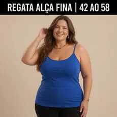 Blusa Regata Plus Size Feminina Básica Alça Fina Soltinha Confortável Estilosa Elegante Dia a Dia