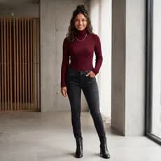 Cacharrel Tricot Blusa de Frio Gola Alta Feminina Elegante  Manga Longa Inverno Suéter Confortavel