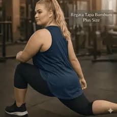 Blusa Regata Feminina Plus Size Academia Tapa Bumbum Fitness Soltinha Longa Viscolycra Academia