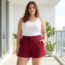 Short Plus Size Feminino Soltinho Verão Praia Confortável Pijama Gestante Grávida com Bolso Casual
