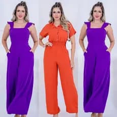 Macacão Social Pantalona Moda Feminina P/M/G Com Alças e Mangas / Macacão Moda evangélica/ Macacão Moda Executiva/ Macacão Casual