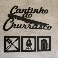 Plaquinha Decorativa Cantinho Do Churrasco MDF 3mm Preto Decoração