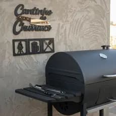 Letreiro Área Gourmet Acrílico Espelhado 3D 30x20 3 Plaquinhas MDF 8x8 Decoração Parede Cozinha